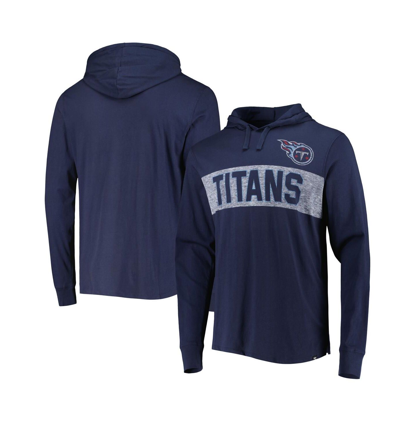 Мужская футболка '47 Brand Navy Distressed Tennessee Titans Field Franklin Hooded Long Sleeve — фото 1