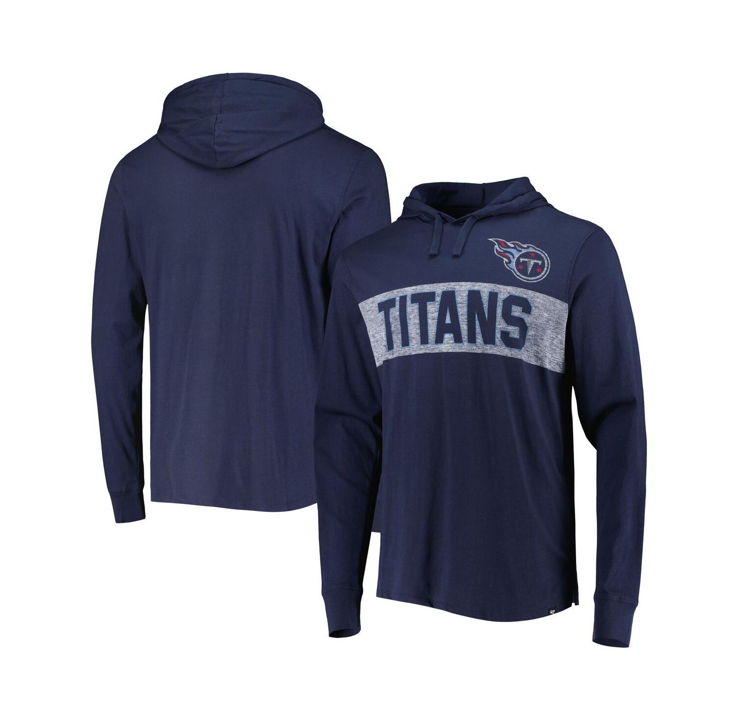 Men's Navy Distressed Tennessee Titans Field Franklin Hooded Long Sleeve T-shirt