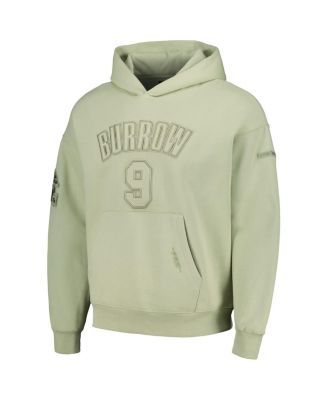 Men's Joe Burrow Light Green Cincinnati Bengals Player Name and Number Pullover Hoodie