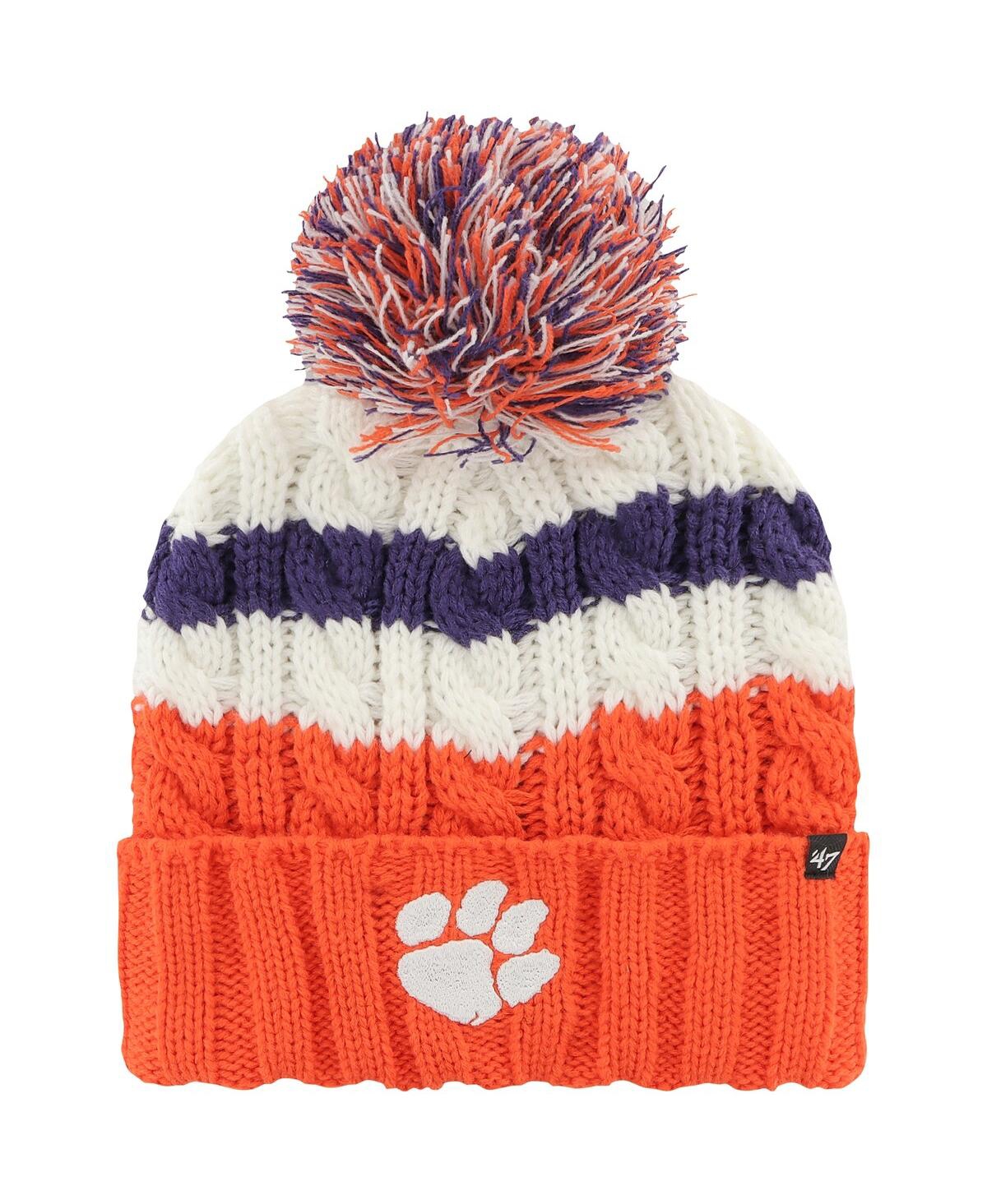 47 Brand Women's ' White Clemson Tigers Ashfield Cuffed Knit Hat With Pom In Red