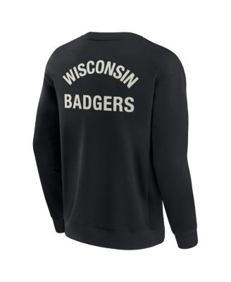 Men's and Women's Black Wisconsin Badgers Super Soft Pullover Crew Sweatshirt