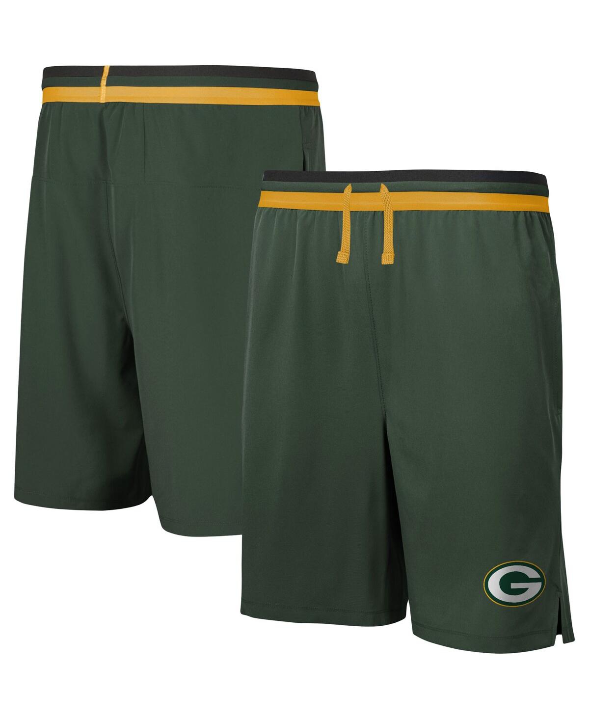 Men's Green Green Bay Packers Cool Down Tri-Color Elastic Training Shorts - Green