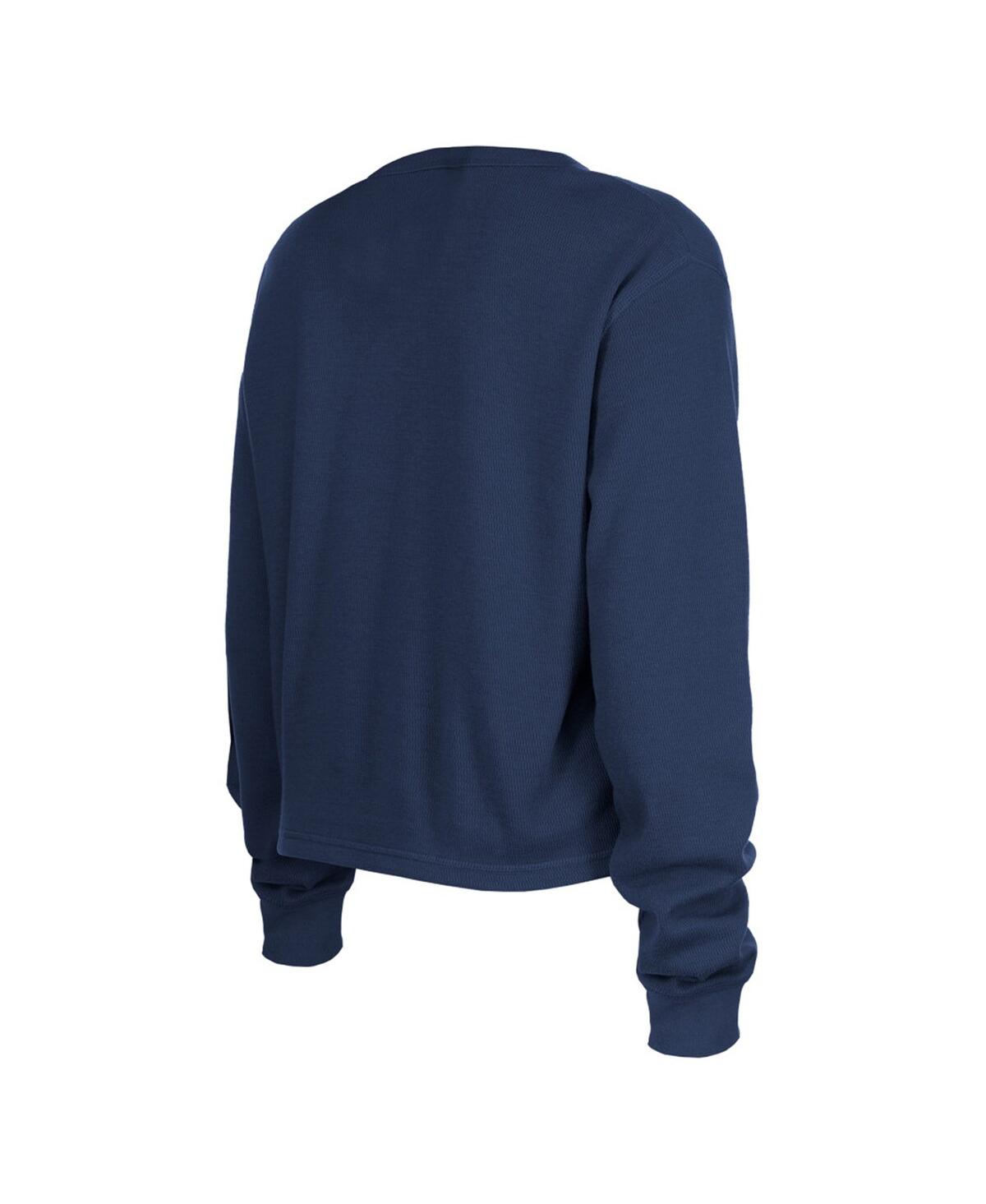 NEW ERA WOMEN'S 5TH & OCEAN BY NEW ERA NAVY USWNT ATHLEISURE THERMAL CROPPED LONG SLEEVE T-SHIRT 
