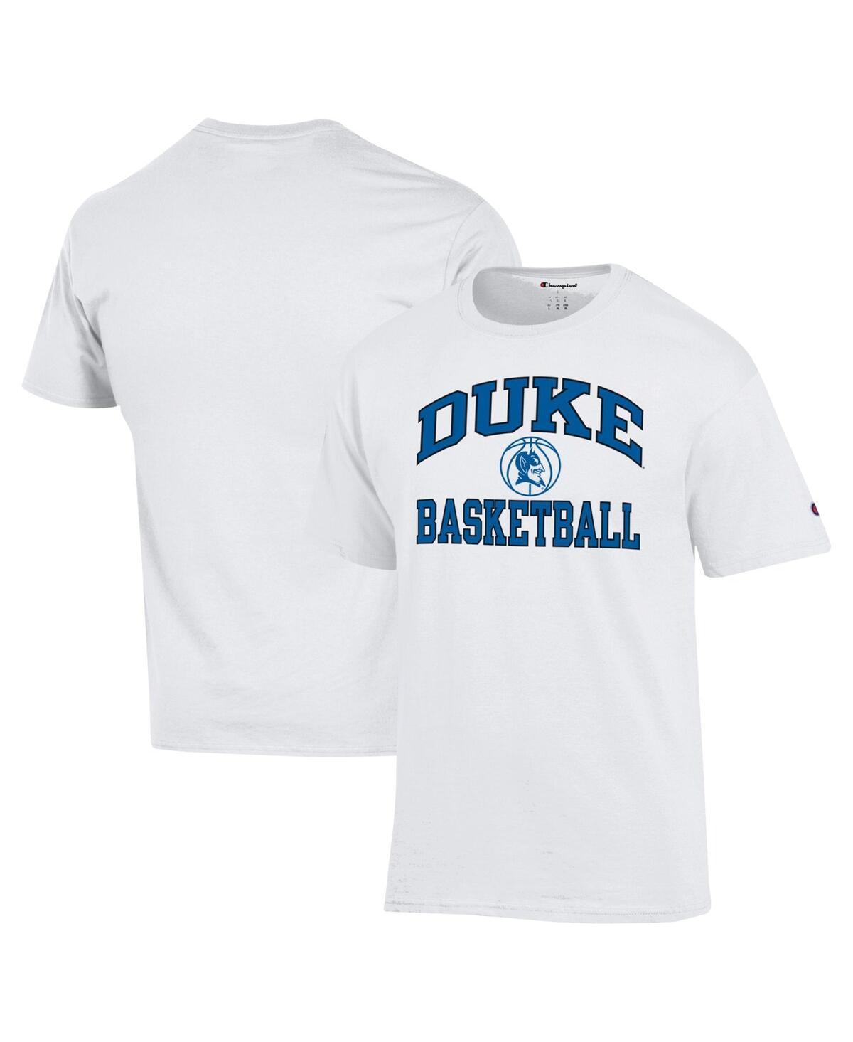 Champion Men's  White Duke Blue Devils Basketball Icon T-shirt