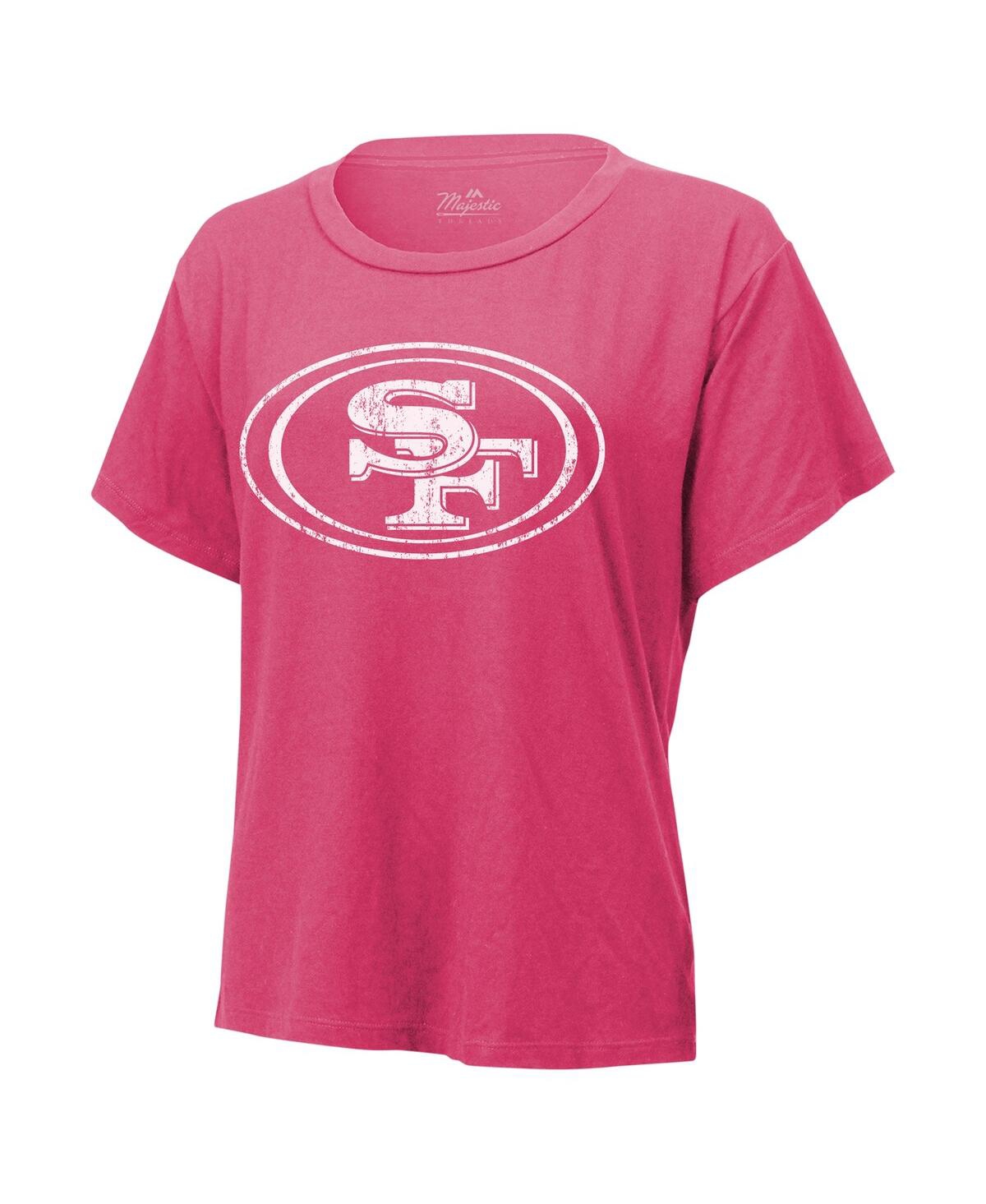 Women's Majestic Threads Nick BosaDistressed San Francisco 49ers Name and Number T-shirt - Pink