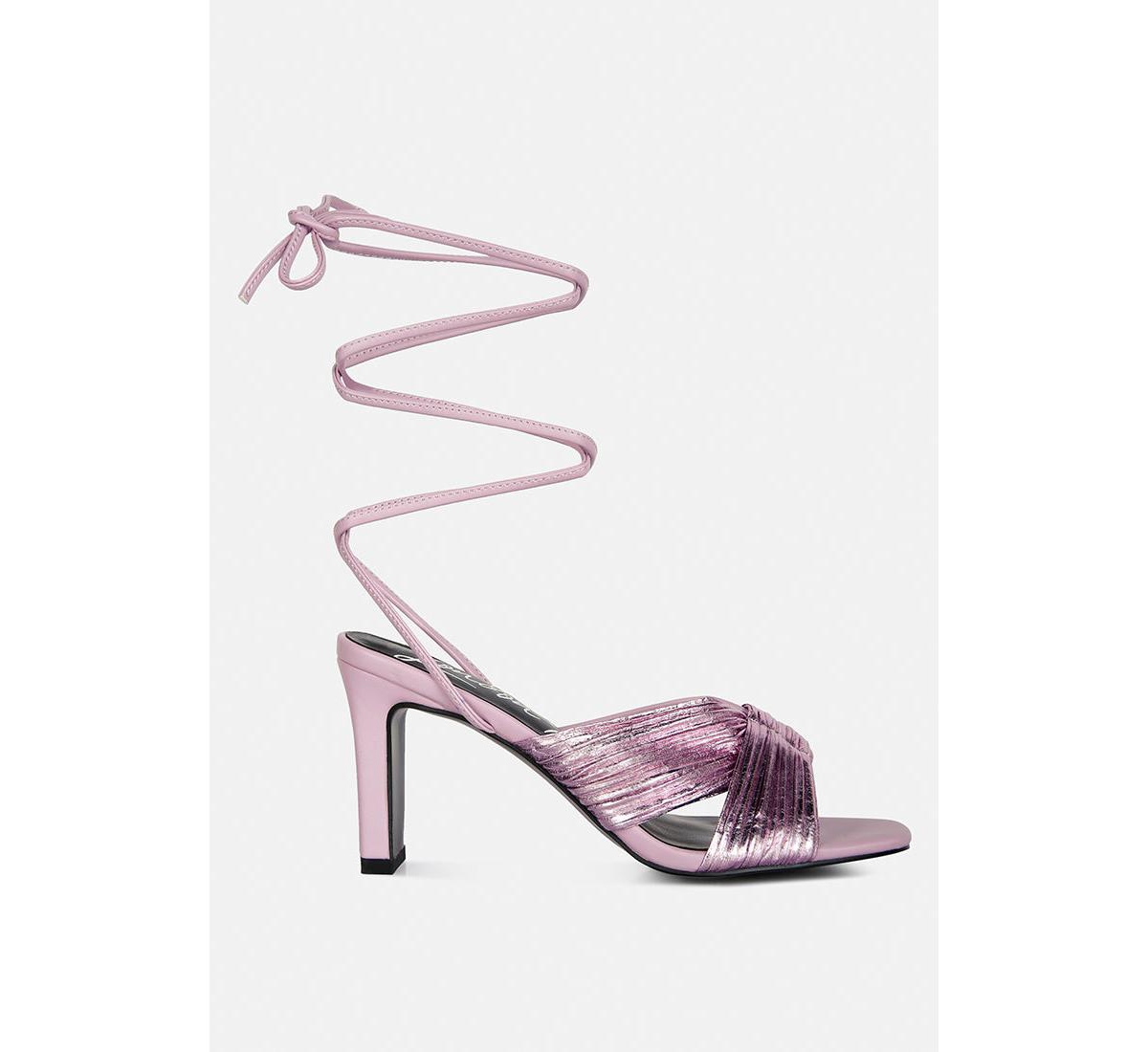 Xuxa metallic tie up italian block heel sandals - Purple