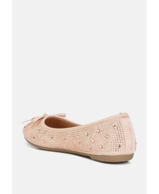 Womens hosana rhinestones and stud embellished ballet flats