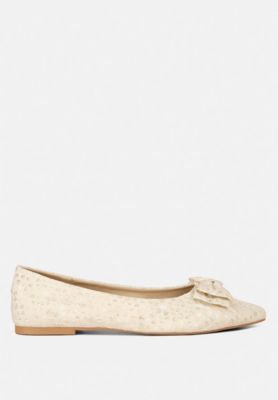 Womens cicely jacquard bow embellished ballet flats