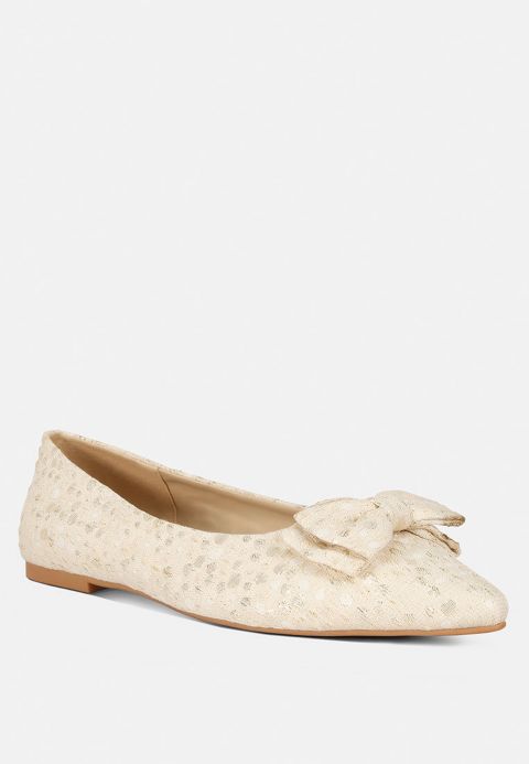 Женские балетки London Rag Cicely jacquard bow embellished ballet flats, цвет: Светлый бежевый