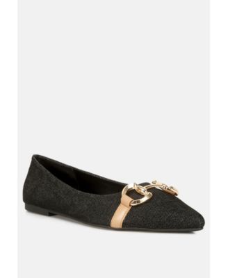 Womens Cressida Denim Horsebit Detail Ballet Flats