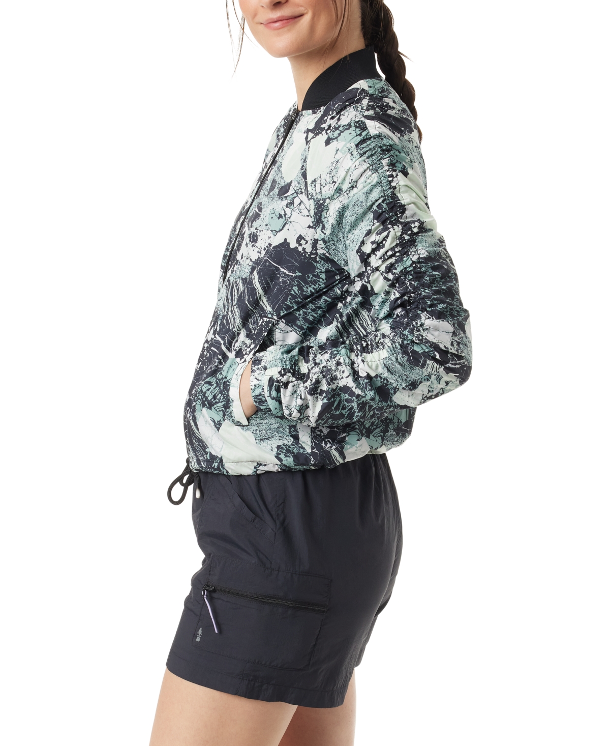 Shop Bass Outdoor Women's Printed Packable Bomber Jacket In Black Beauty