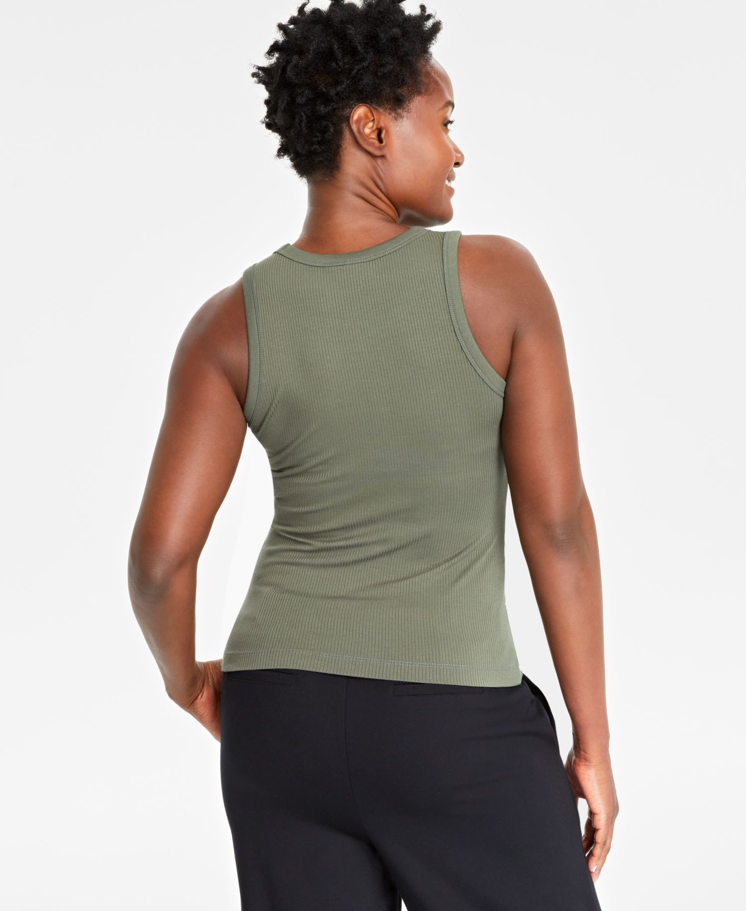 Women's Ribbed High-Neck Tank Top