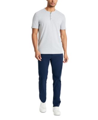 Men's 4-Way Stretch Heathered Stand-Collar Piqu&eacute; Henley