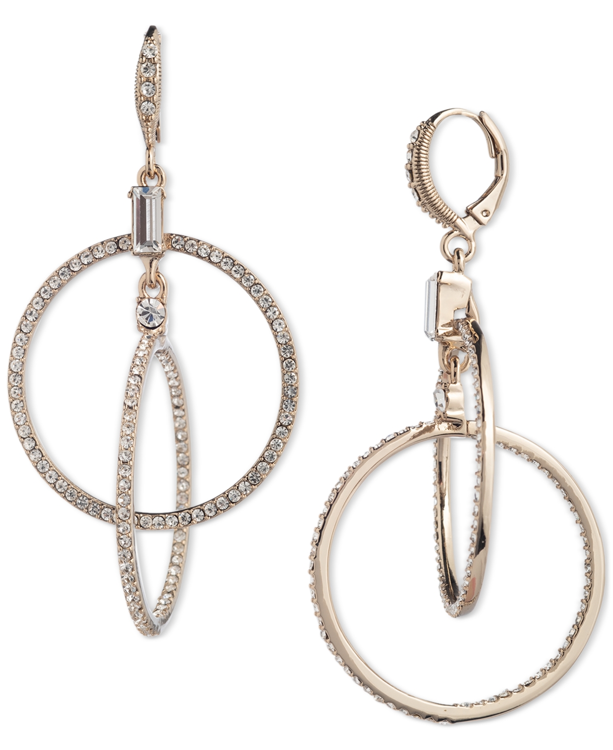 Shop Givenchy Pave Crystal Orbital Hoop Mismatch Drop Earrings In Gold
