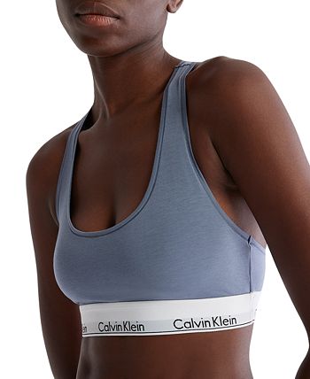 Calvin Klein Women`s Modern Cotton Bralette (Heather Grey(F3785-020)/White,  Large)