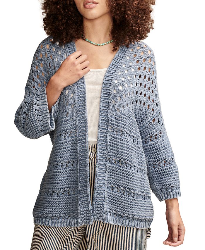 Lucky Brand Women's Cotton Crochet Open-Front Cardigan Sweater - Macy's