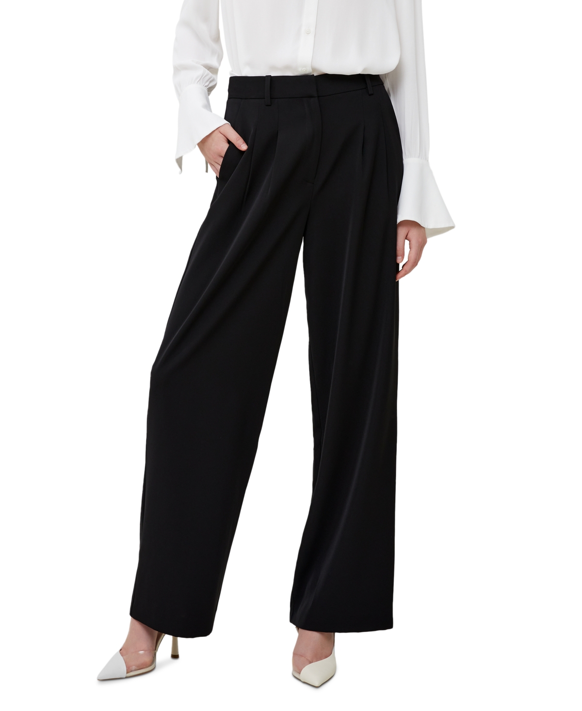 French Connection Black Ame Suiting Wide Leg Trousers