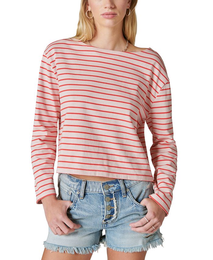 Lucky Brand Women's Breton Striped Cotton Long-Sleeve T-Shirt - Macy's