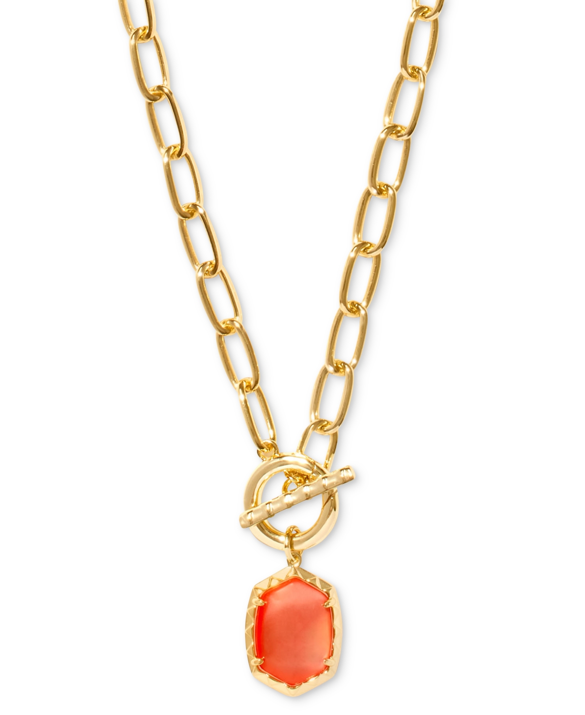 Kendra Scott 14k Gold-plated Stone 18" Pendant Necklace In Coral Pink Mother Of Pearl