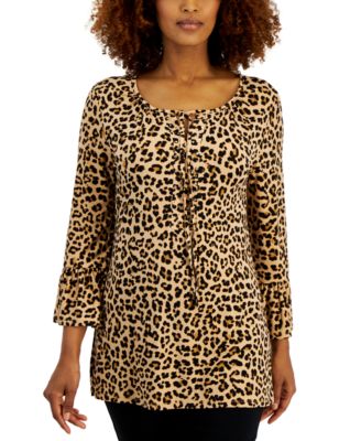 JM Collection - Women's Charlie Cheetah Embellished Tunic