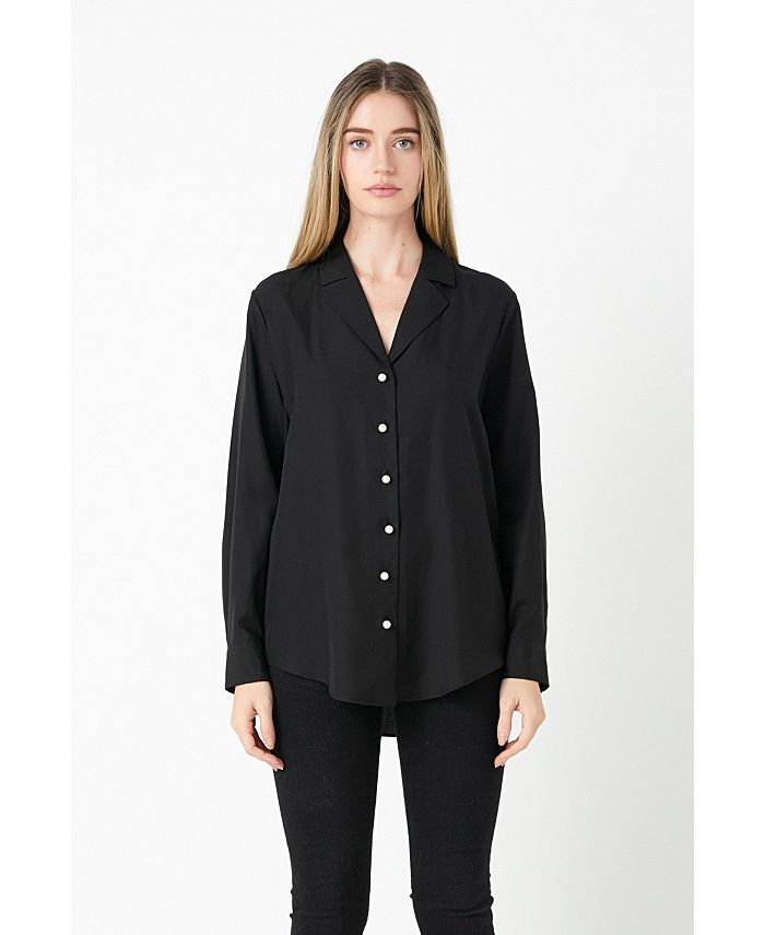 endless rose Women's Pearl Button Collared Shirt - Macy's