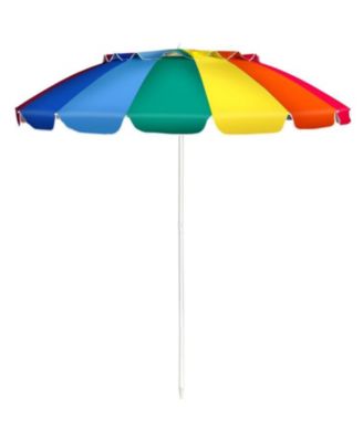8 ft Portable Beach Umbrella with Sand Anchor and Tilt Mechanism for Garden and Patio