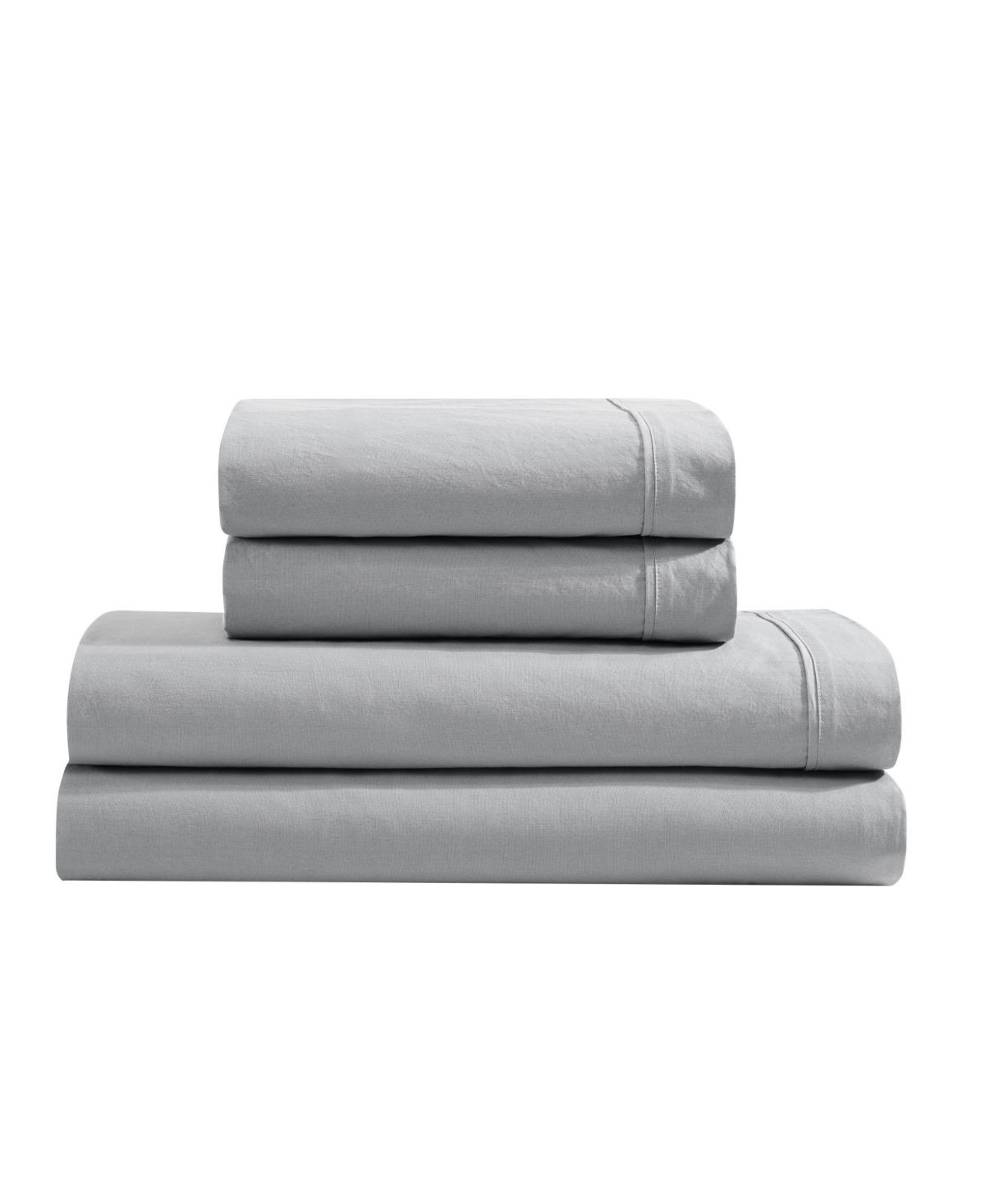 Calvin Klein Washed Cotton Percale 4-pc. Sheet Set, Queen In Gray,blue