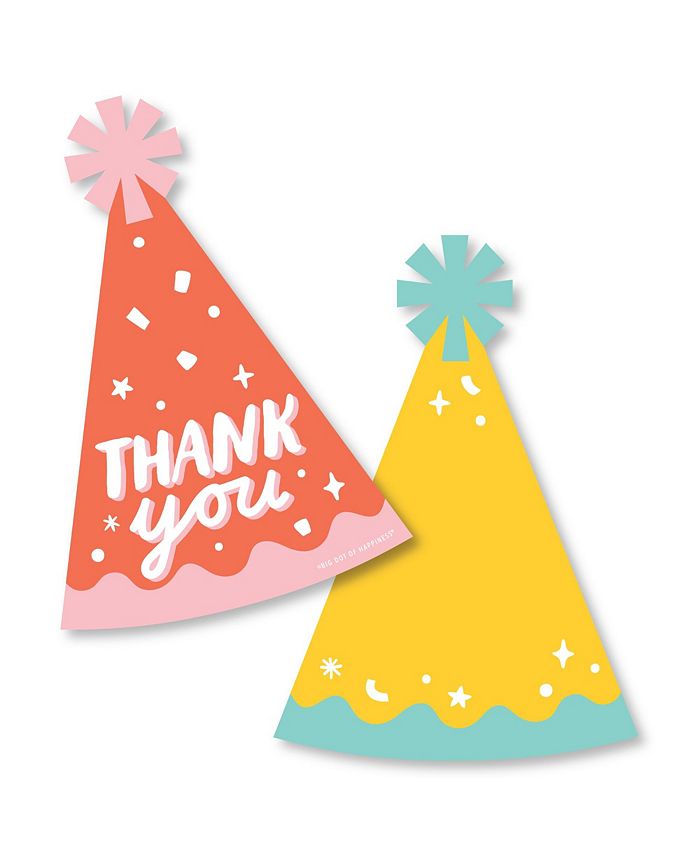 Big Dot of Happiness Party Time - Shaped Birthday - Thank You Note ...