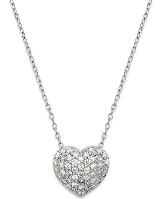 Macy's Diamond (1/3 ct. t.w.) Pavé Heart Pendant in 14K White Gold &  Reviews - Necklaces - Jewelry & Watches - Macy's