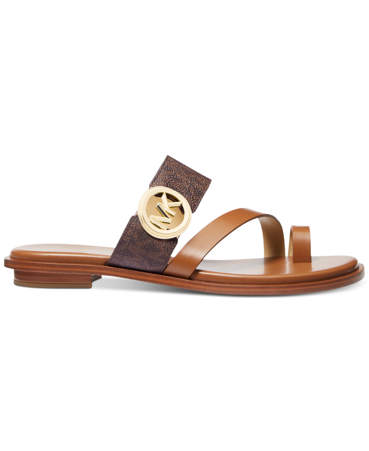 Michael Kors Michael  Mmk Vera Slip-on Toe-ring Slide Sandals In Brown