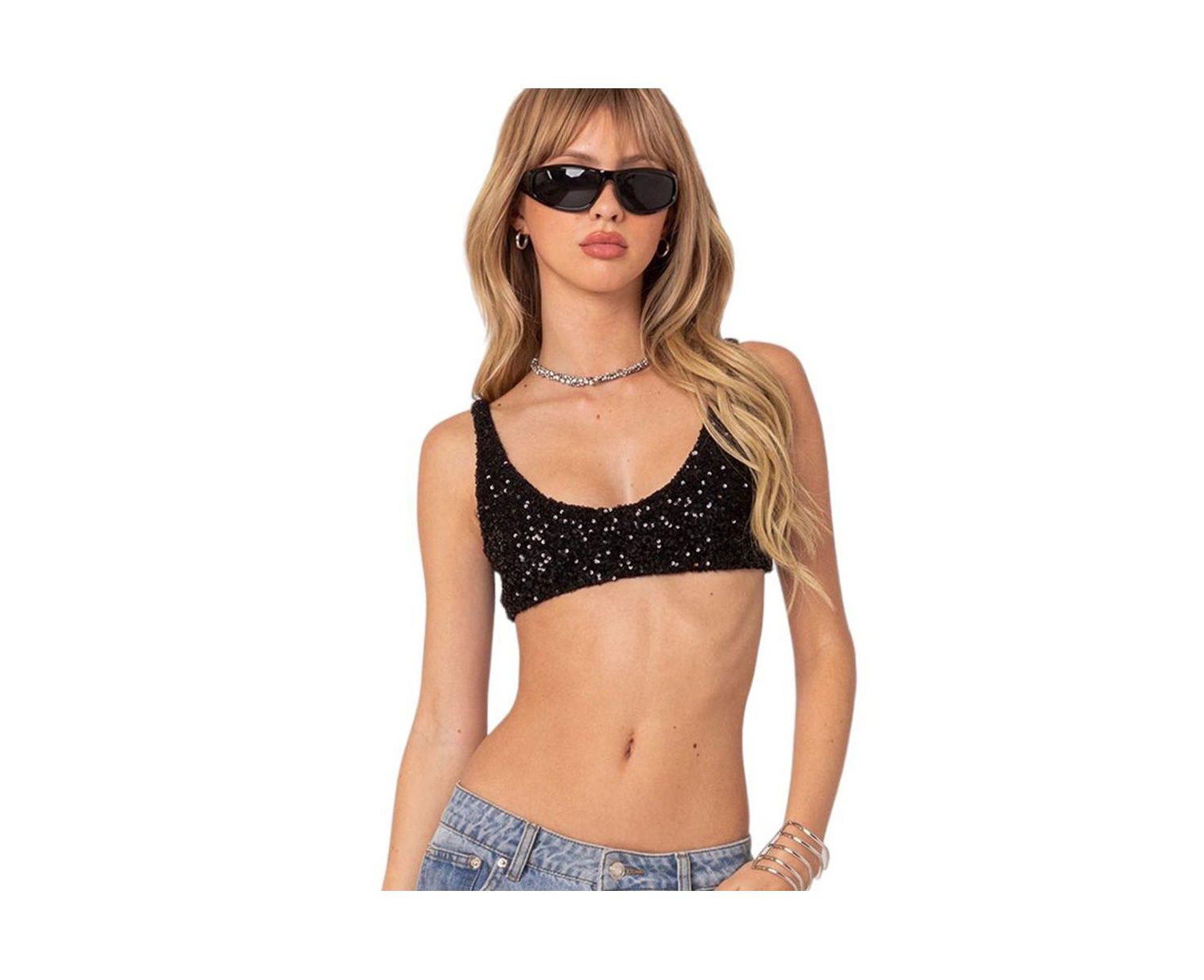 Women's Oolala sequin bra top