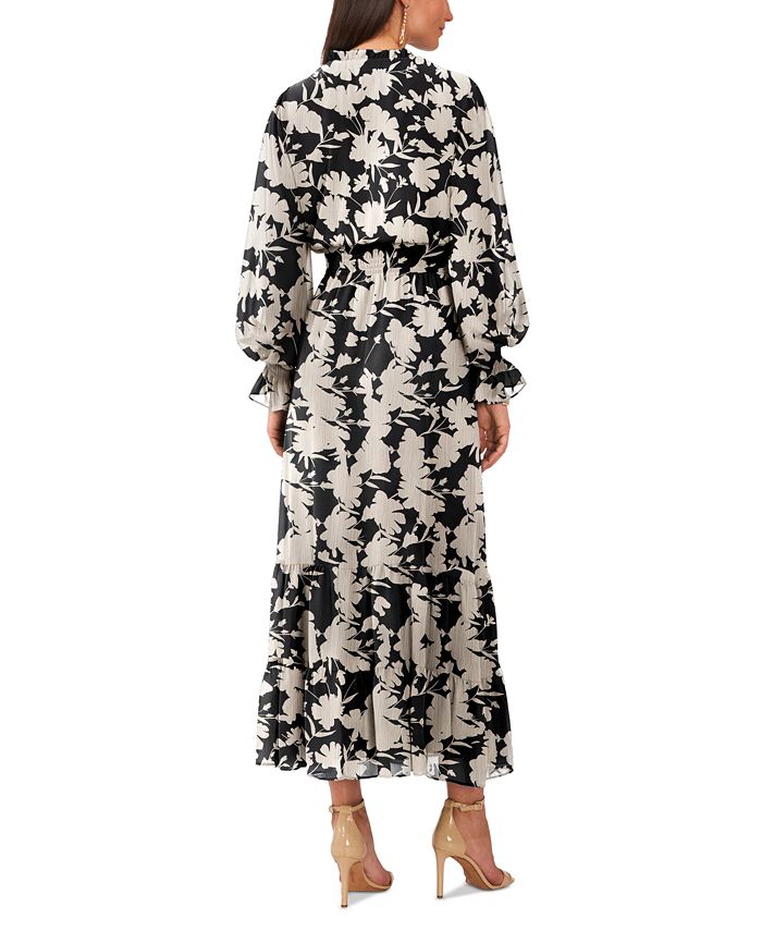 Vince Camuto Women's Long Sleeve Smocked Waist Maxi Dress - Macy's