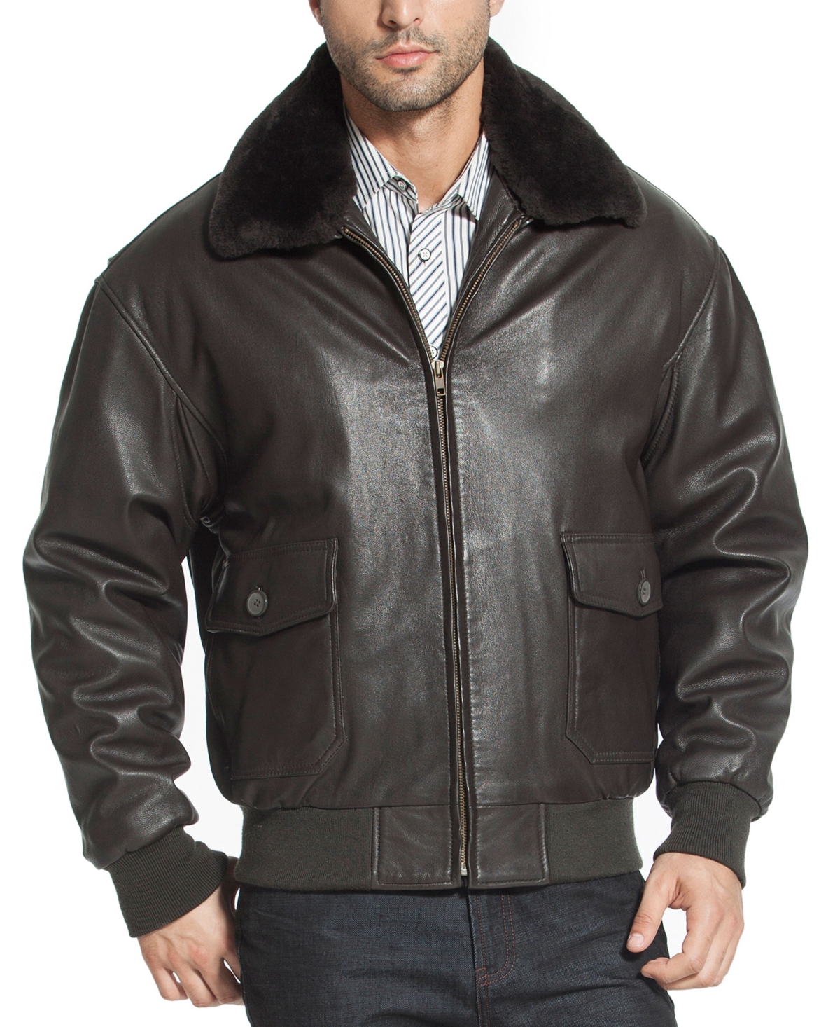 Landing Leathers Men G-1 Leather Flight Bomber Jacket - Big and Tall