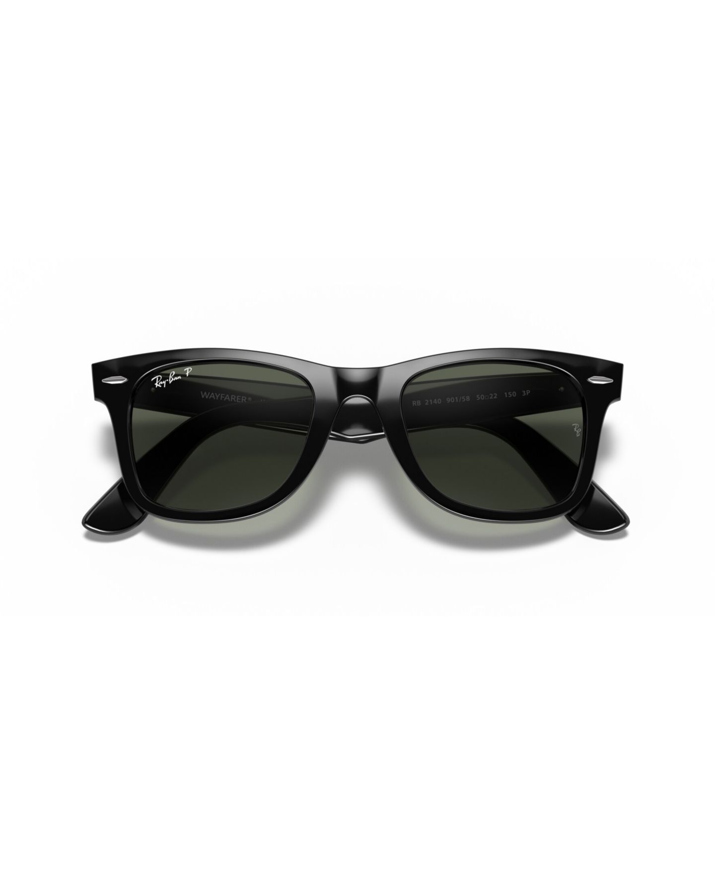 Солнцезащитные очки Ray-Ban Polarized Unisex Sunglasses, RB2140 Original Wayfarer, цвет: Полированный чёрный / Зелёный — фото 6