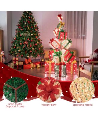 15 Stacked Pre-Lit Gift Box Tower 67'' Lighted Present Decoration with 450 Lights