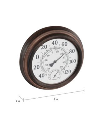 Wall Thermometer - 8-Inch Decorative Indoor/Outdoor Temperature and Hygrometer Gauge - For Home, Patio, Porch, or Sunroom by Pure Garden