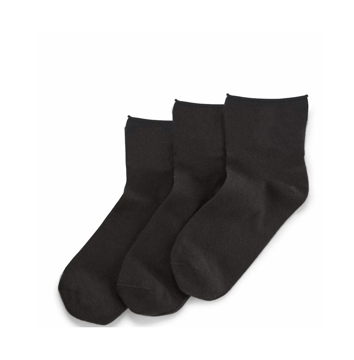 Three Pack of Soft Ankle Socks - Black