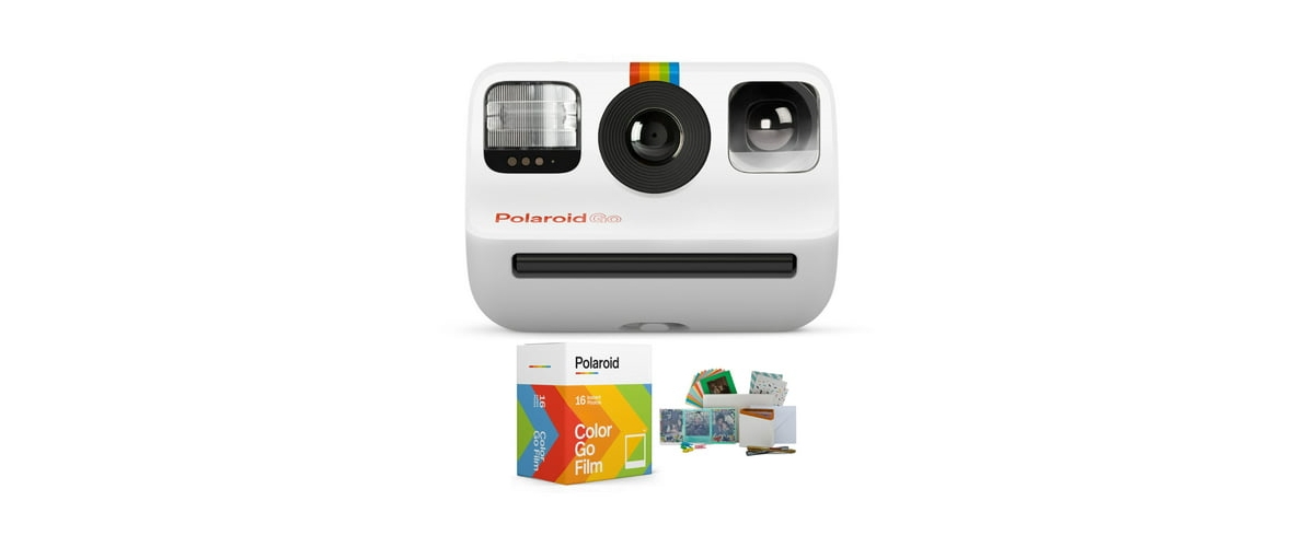 Polaroid Originals Go Instant Camera with Film Packs and Photo Box Kit - White