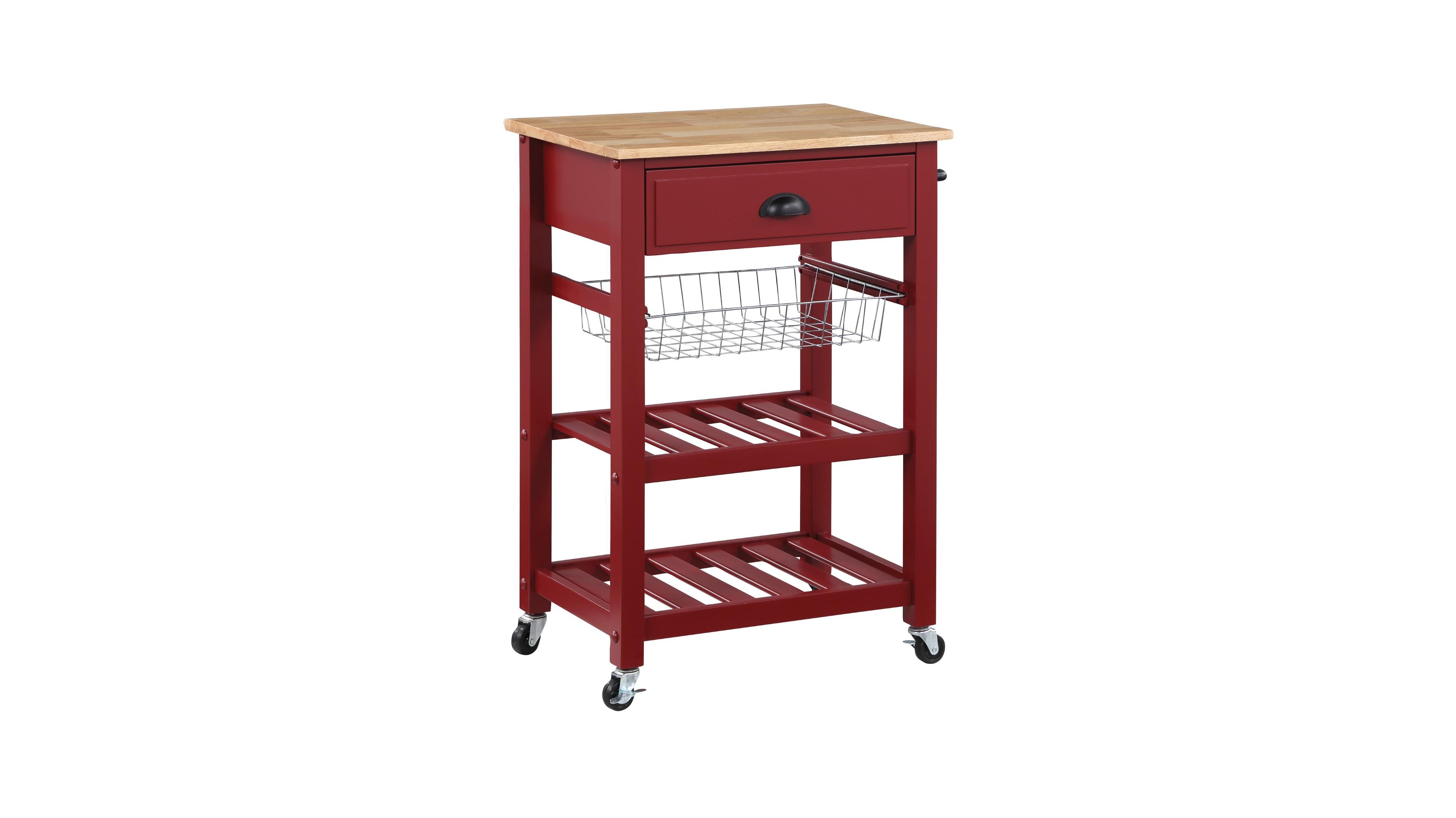 Office Star 33.75" Wood Hampton Kitchen Cart