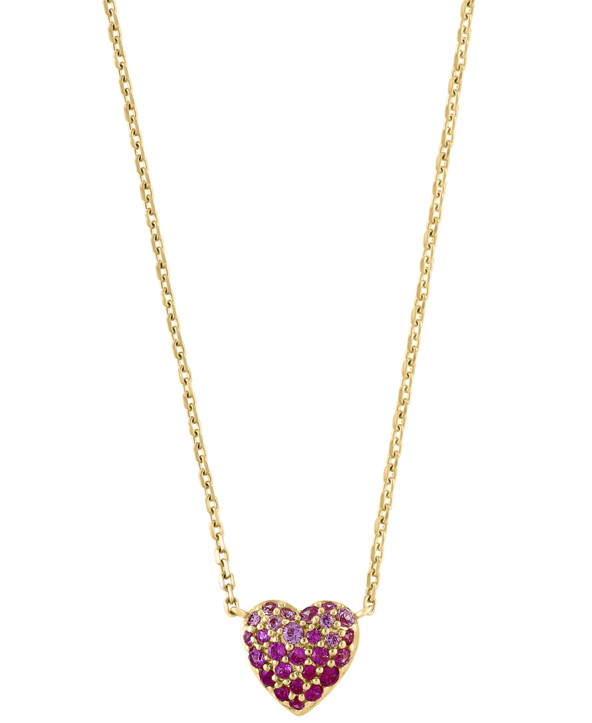Shop Effy Collection Effy Pink Sapphire (1/3 Ct. T.w.) & Ruby (3/8 Ct. T.w.) Heart Ombre Cluster Pendant Necklace In 14k  In K Gold