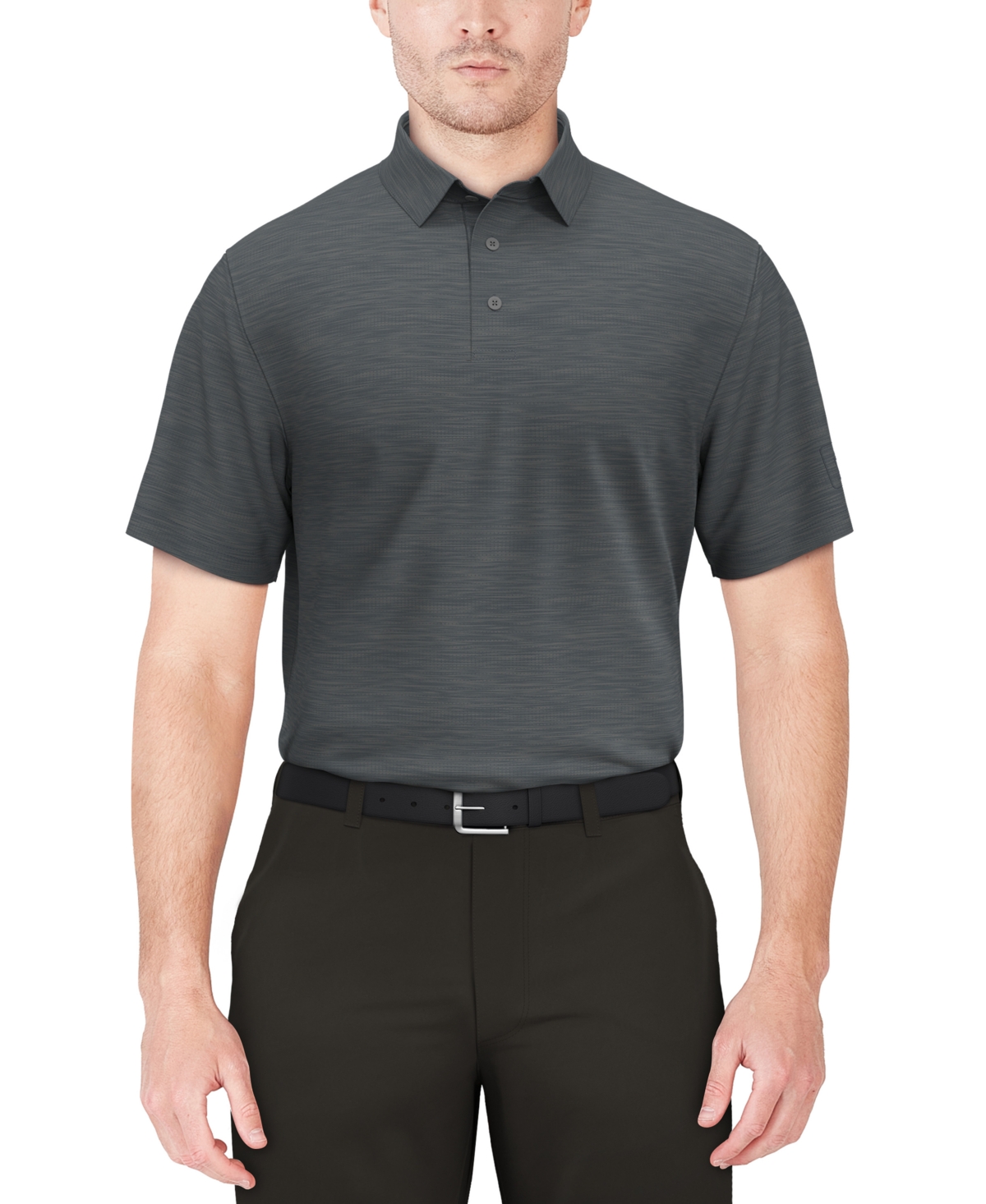 Shop Pga Tour Men's Airflux Jaspe Golf Polo Shirt In Med Flagstone Heather