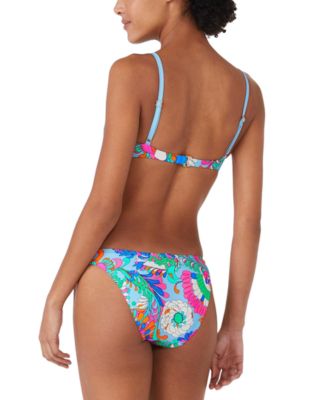 Shop Kate Spade Womens Printed Cinch Front Bikini Top High Leg Bikini Bottoms In Spring Water