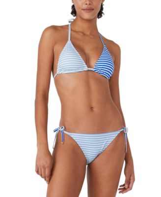 Shop Kate Spade Womens Striped Triangle Bikini Top String Bikini Bottoms In Spring Water