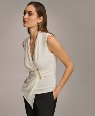 Women's Sleeveless V-Neck Top, Regular & Petite Sizes