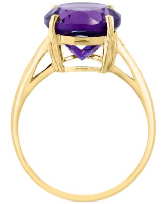 EFFY&reg; Amethyst (4-1/6 ct. t.w.) & Diamond (1/20 ct. t.w.) Oval Ring in 14k Gold
