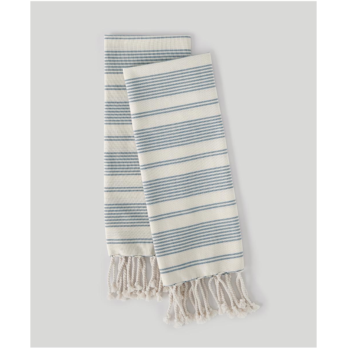 Organic Cotton Linen Hand Towels 2-Pack - East coast stripe