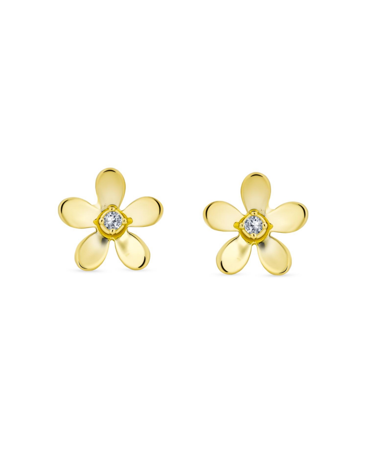 Bling Jewelry Tiny Minimalist Cz Accent Dainty Mini Daisy Flower Stud Earrings For Women Cubic Zirconia14KGold Screw back - Yellow
