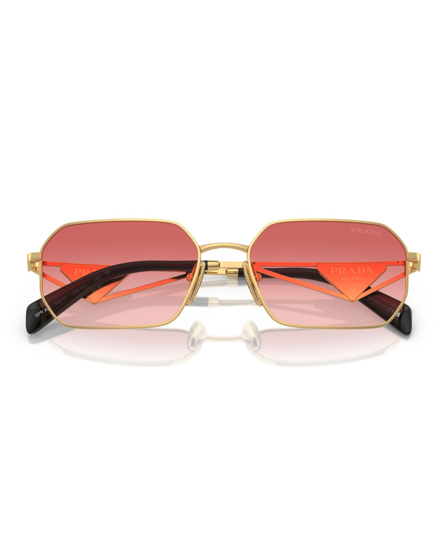 Женские солнцезащитные очки PRADA Symbole Geometric Sunglasses, PRA51S, цвет: Золотой — фото 2