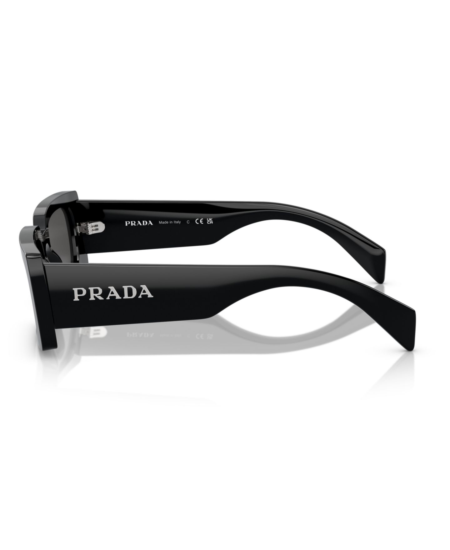 Женские солнцезащитные очки PRADA Lettering Rectangular Sunglasses, PR A07S, цвет: Чёрный — фото 4