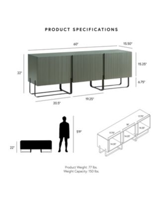 60" MDF Milo Modern Composite Three Cabinet TV Stand